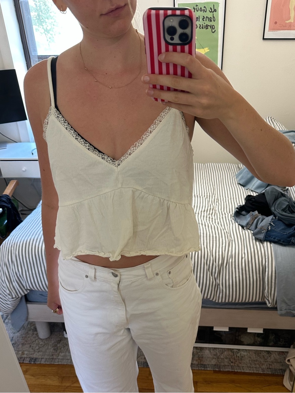 BP Cream Lace-Trim Cami Top